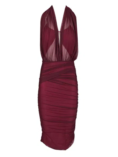 Amazuìn Tamie Sheer Dresses Bordeaux In Burgundy