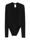 Amazuìn Plunging Neckline Black Bodysuit In Black
