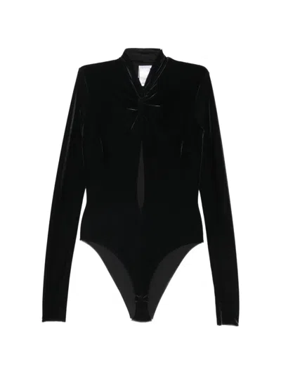 Amazuìn Twist-detail Cut-out Bodysuit In Black