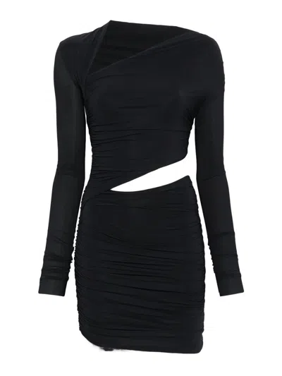 Amazuìn Asymmetrical Mini Dress With Cut-out Waist In Black