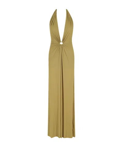 Amazuìn V-neck Sleeveless Dress In Green
