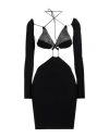 Amazuìn Amazuin Silver Gray Stretch Velvet Long-sleeved Minidress In Black