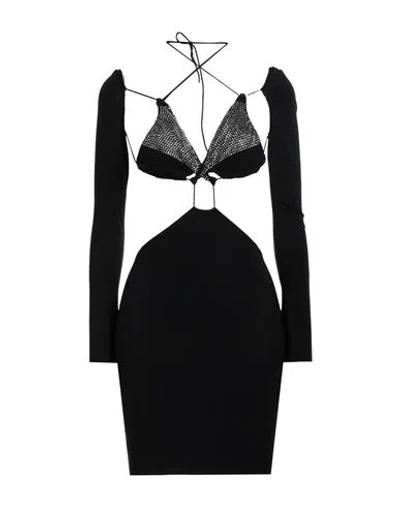 AMAZUÌN AMAZUÌN WOMAN MINI DRESS BLACK SIZE ONESIZE POLYAMIDE, ELASTANE