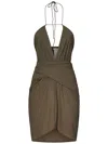 Amazuìn Amazuin Olive Green Mini Dress With Crossover Front