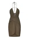Amazuìn Amazuin Olive Green Mini Dress With Crossover Front In Green