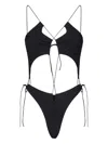 Amazuìn Amazuin Cross-back Laced One-piece Swimsuit In Black Jersey In Black