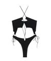 Amazuìn Amazuin Cross-back Laced One-piece Swimsuit In Black Jersey