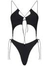 Amazuìn Amazuin Cross-back Laced One-piece Swimsuit In Black Jersey
