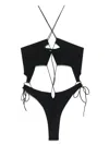Amazuìn Amazuin Cross-back Laced One-piece Swimsuit In Black Jersey In Schwarz