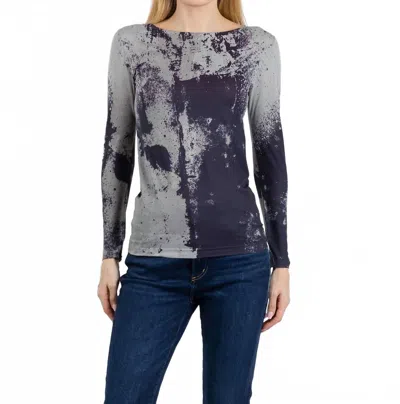 Amb Designs Stormy Raw Edge Second Skin Top In Neutral Gray In Blue