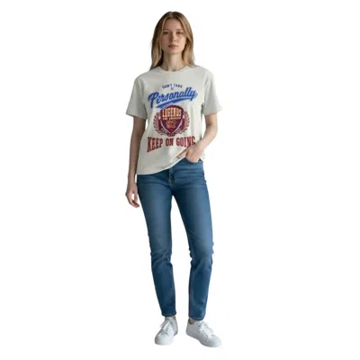 Ambar Don't Take It Personally Printed Short Sleeve Tshirt In Gray In White