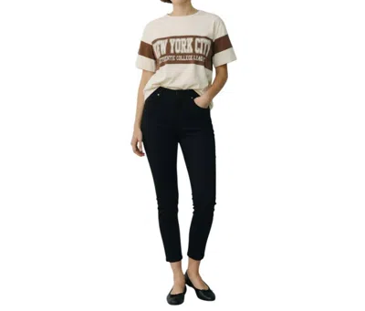 Ambar New York City Printed Short Sleeve T-shirt In Stone In Brown