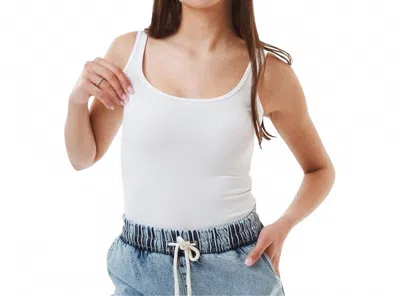 Ambar Square Neck Slim Fit Tank Top In White
