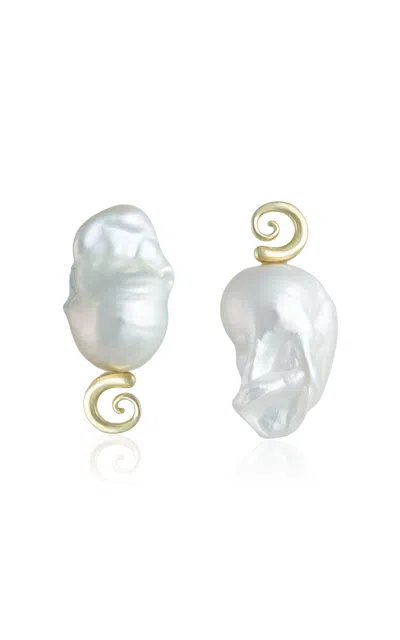Ambelier 14k Yellow Gold Columba White Earrings