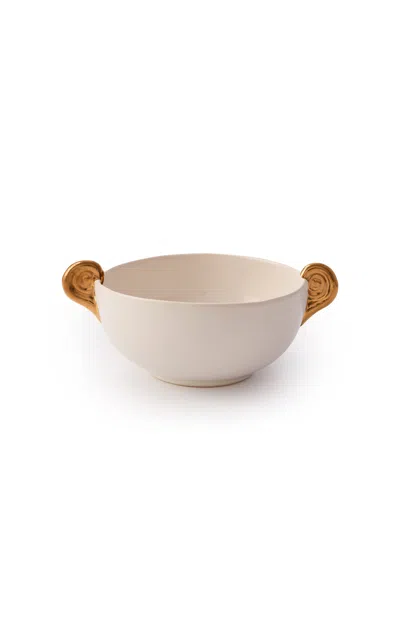 Ambelier Aries White Bowl With Golden Horns