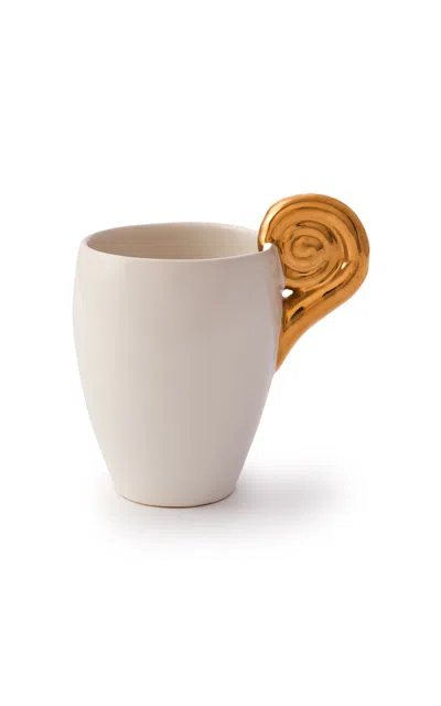 Ambelier Aries White Cup With Golden Horn In Multi