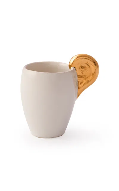 Ambelier Aries White Espresso Cup With Golded Horn In Multi