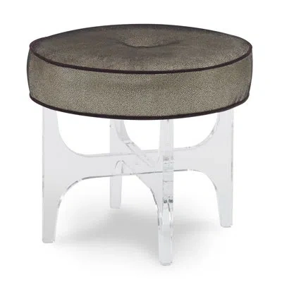 Ambella 18'' Wide Round Standard Ottoman In Sunny Linen