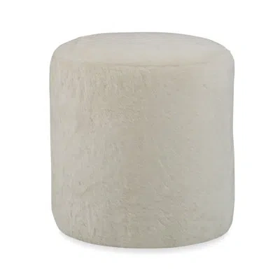 Ambella 18'' Wide Round Standard Ottoman In Sunny Linen
