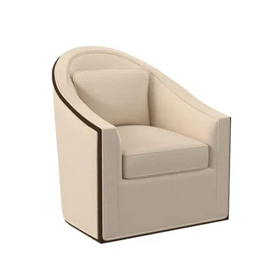 Ambella Academy Swivel Chair In American Walnut,filigree Ivory 100% Polyester