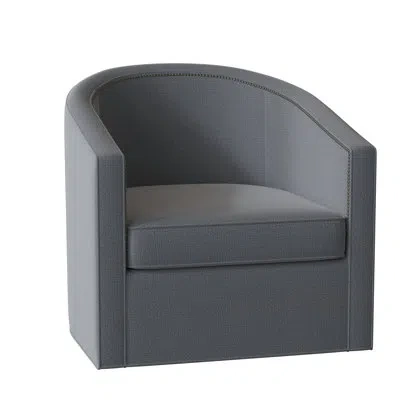Ambella Ambassador 34" Wide Barrel Chair In Elise Harbor,black Nickel Small