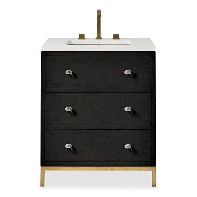 Ambella Ansfield Medium Sink Chest In Black; Clear; Brass