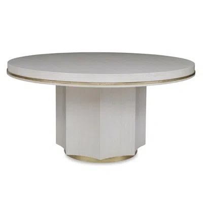 Ambella Athens 60" Solid Oak Pedestal Dining Table In Linen