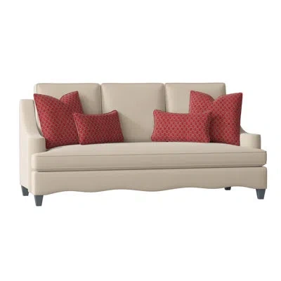 Ambella Atlantic 86" Recessed Arm Sofa In Vintage Ebony,filigree Ivory,adobe Rust