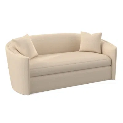 Ambella Aurora 88'' Round Arm Sofa With Reversible Cushions In Filigree Ivory 100% Polyester