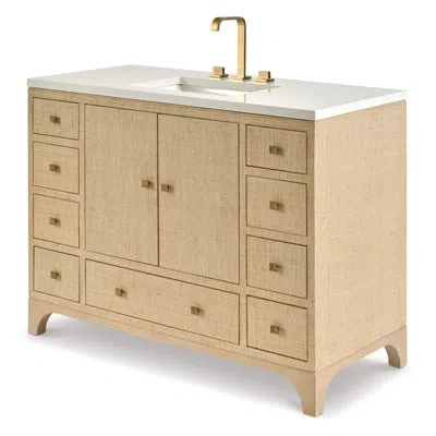 Ambella Bixby Large Sink Chest In Natural; Antique Brass