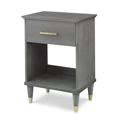 Ambella Braydon 1 - Drawer Solid Wood Nightstand In Ash Gray