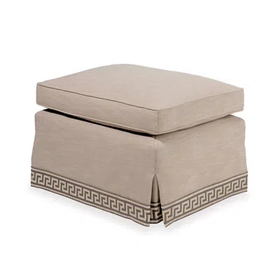 Ambella Bristol Ottoman - Skirted In Sunny Linen