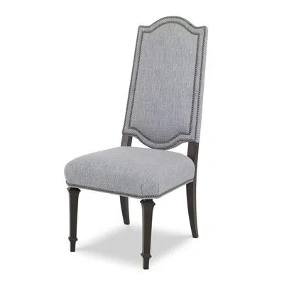 Ambella Brittany Upholstered Side Chair In American Walnut,pewter Small,libby Linen