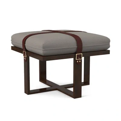 Ambella Buckled Ottoman In American Walnut,sunny Linen