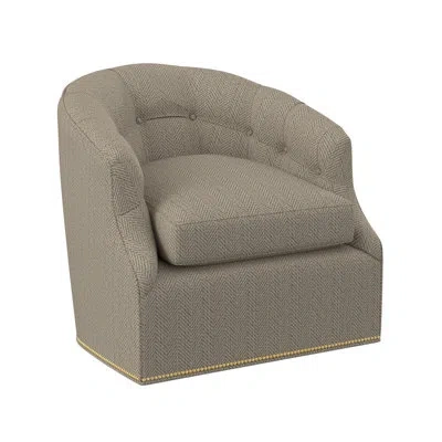 Ambella Calvert Swivel Chair In Polished Brass Small,sunny Linen