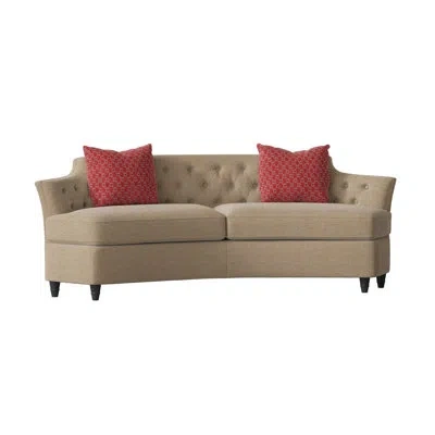 Ambella Cee Zee 91" Flared Arm Curved Sofa In Espresso,elise Flax,adobe Rust