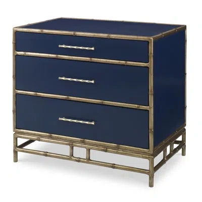 Ambella Chinoiserie 3 - Drawer Nightstand In Blue