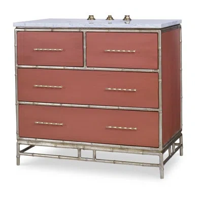 Ambella Chinoiserie 38" Single Bathroom Vanity Set In Coral