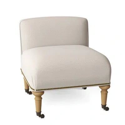 Ambella Chloe 25" Wide Slipper Chair In Venice Ivory,amber,black Nickel Small