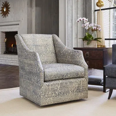 Ambella Claudette Swivel Chair In Sunny Linen