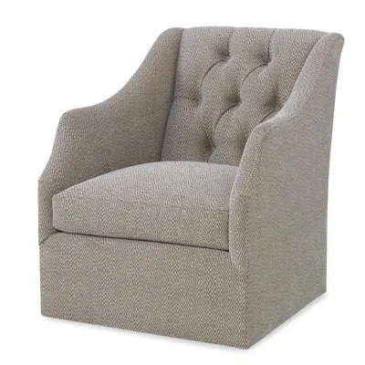 Ambella Claudette Swivel Chair - Tufted Back In Sunny Linen