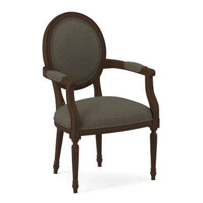 Ambella Dauphin Fabric Arm Chair In American Walnut,sunny Linen