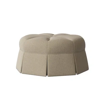 Ambella Duchess 38" Wide Tufted Round Pouf Ottoman In Libby Linen