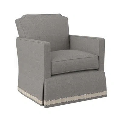 Ambella Elise Swivel Chair Skirted In Sunny Linen