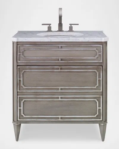 Ambella Emperor Medium Sink Chest In Ash Grey/silver