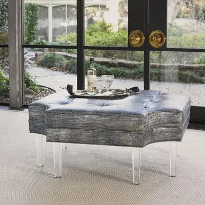 Ambella Harlow 44" Tufted Cocktail Ottoman In Libby Linen
