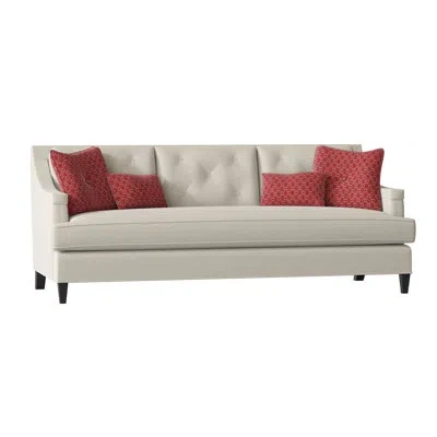 Ambella Kennebunkport 94" Recessed Arm Sofa With Reversible Cushions In Elise Flax,espresso,adobe Rust
