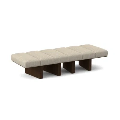 Ambella Oblique Upholstered Bench In American Walnut,sunny Linen