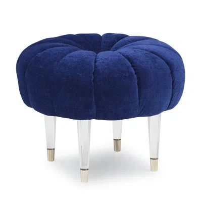 Ambella Oops A Daisy 22" Tufted Round Standard Ottoman In Libby Linen