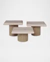 Ambella Petros Bunching Cocktail Tables, Set Of 3 In Silver, White Oak